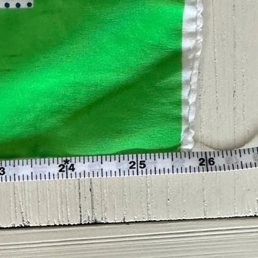 Vintage 70's White Lime Green Polka Dot Silk Rayon Scarf Square Glamour Retro